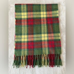 Foxford Green Plaid Merino Wool Scarf Fringe Irish Classic Preppy Tartan NWT